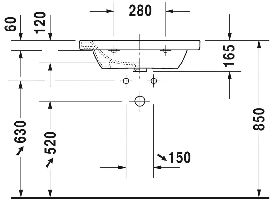 Высота воды для раковины. Раковина 80 см Duravit DURASTYLE 232080. Раковина Duravit DURASTYLE 0713500000 подвесная, цвет белый. Раковина Duravit DURASTYLE 50 см. Схема подключения подвесной раковины 750х450.