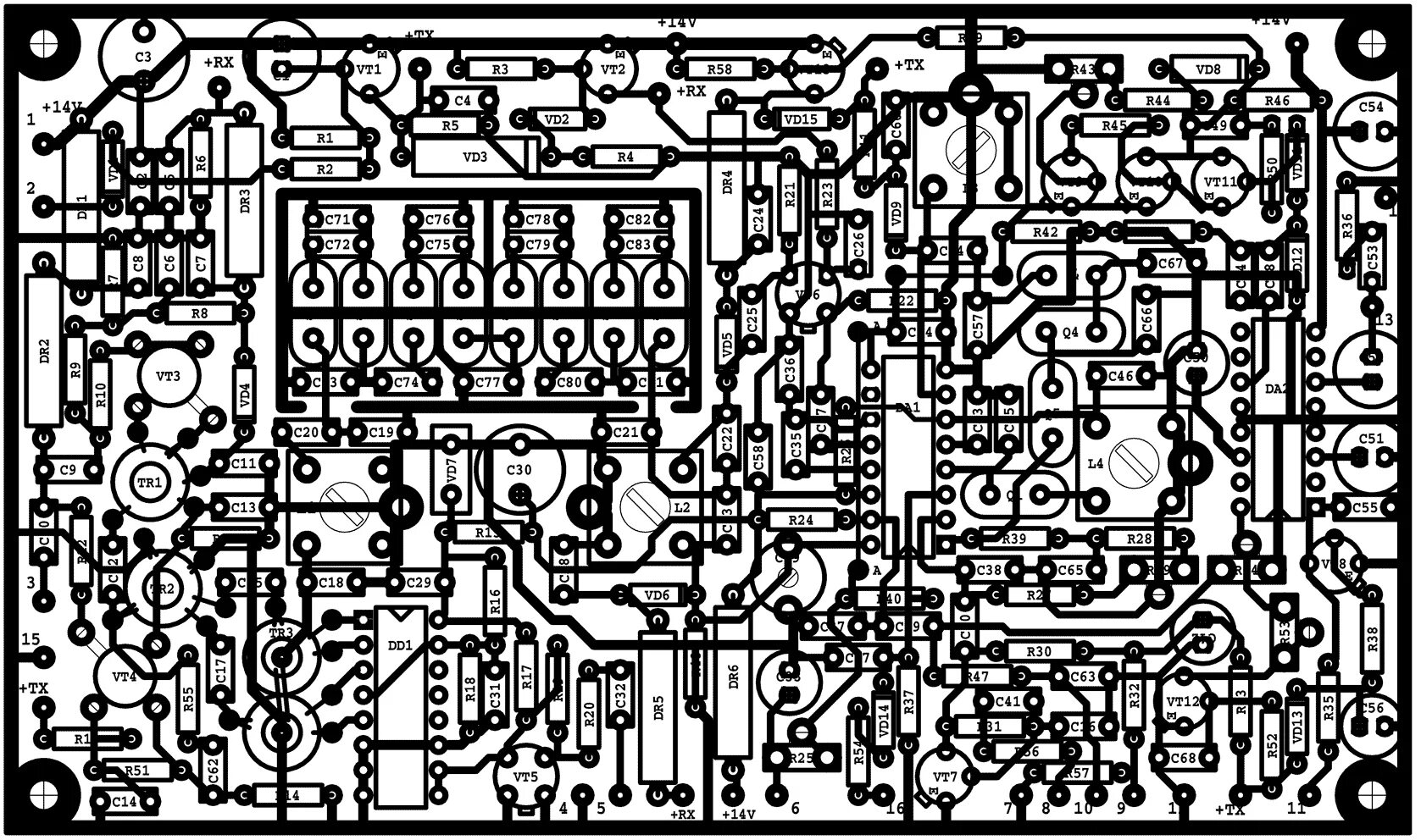 Трансивер с печатной платой схема Подробнее Circuit diagram, Circuit design, Circuit
