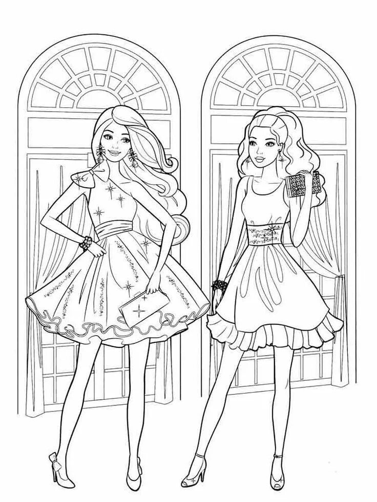 Coloriages barbie en jupe à ruban - fr.hellokids.com Boyama sayfaları, Bebek boy