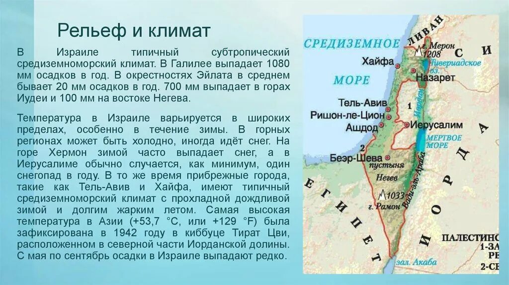 Климат и рельеф Израиля. Климатическая карта Израиля. Особенности рельефа Израиля. Какой климат в палестине