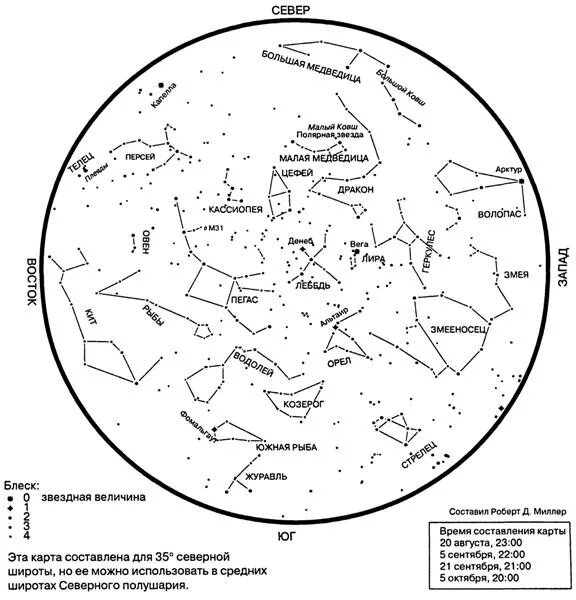 Звездное небо созвездия карта северного