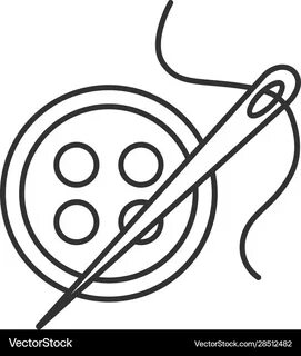 Sewing buttons and needle with thread linear icon Vector Image