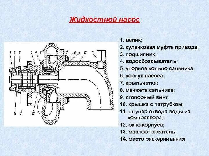 Принцип водяного насоса. Схема конструкция водяного насоса. Жидкостный насос системы охлаждения устройство. Тип жидкостного насоса и место его установки. Помпа охлаждения двигателя схема.