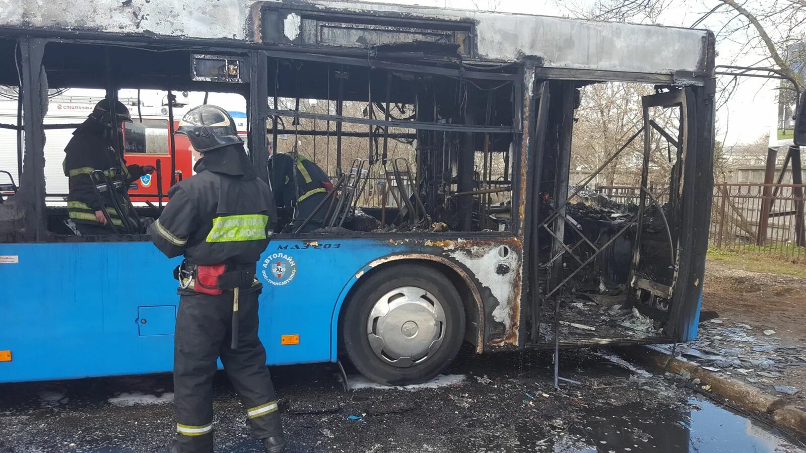 Сгорел электробус в Москве.