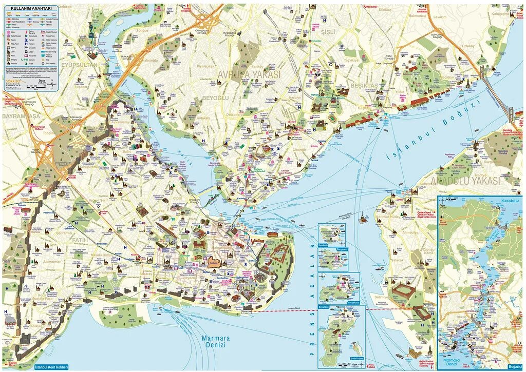 Карта центра Стамбула с достопримечательностями. Карта Стамбула на русском языке с достопримечательностями. Достопримечательности Стамбула на карте. Главные достопримечательности Стамбула на карте.