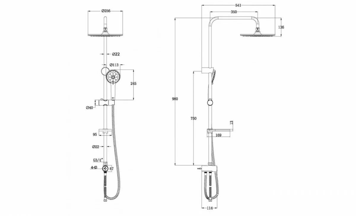 Душевая стойка Lemark LM8805С c верхней душевой лейкой Тропический дождь, хром L