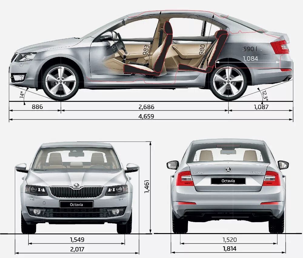 Размер семерки. Габариты Шкода а7. Skoda Octavia a7 габариты. Ширина Skoda Octavia a7.