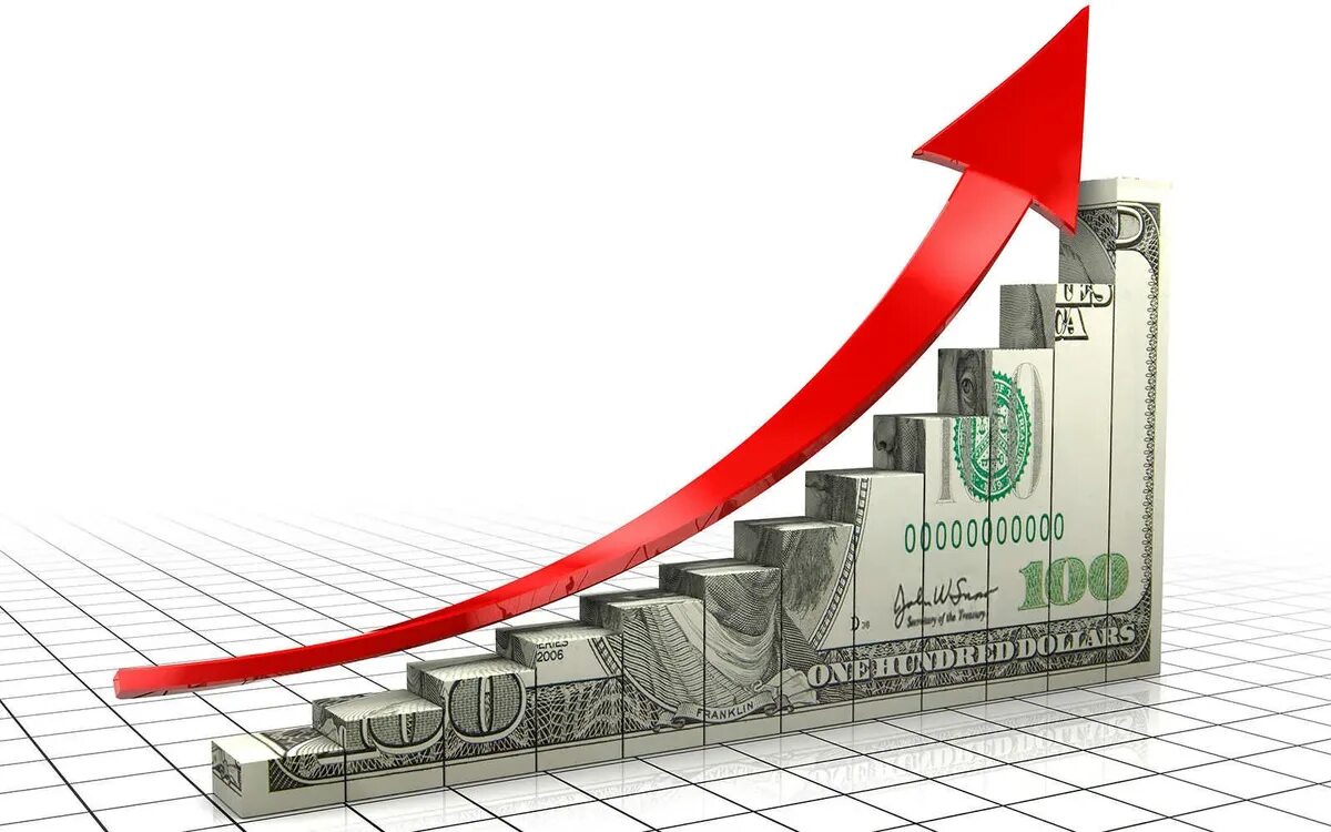 Повышение курса рубля. Повышение доллара. Рост продаж. Доллар растет. График роста.