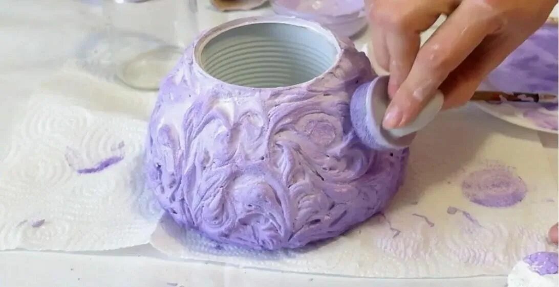 Техники декорирования изделий. Вазы из гипса. Вазы из шпаклевки. Декор вазы из гипса. Ваза из шпатлевки.