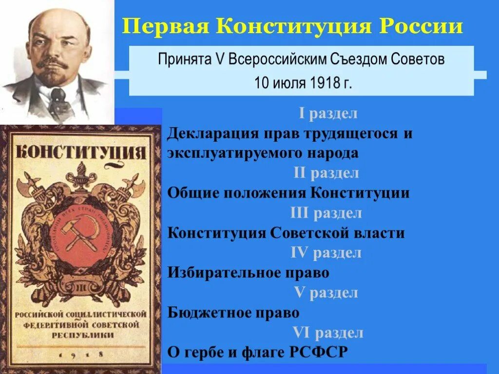 В каком году была принята рф. Принятие первой Конституции России. Принятие первой Советской Конституции России. 1 Конституция России 1918. Принятие новой Конституции 1918.