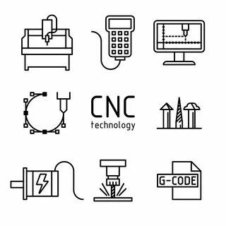Computer numerical controlled milling machine and electroniс symbols. 