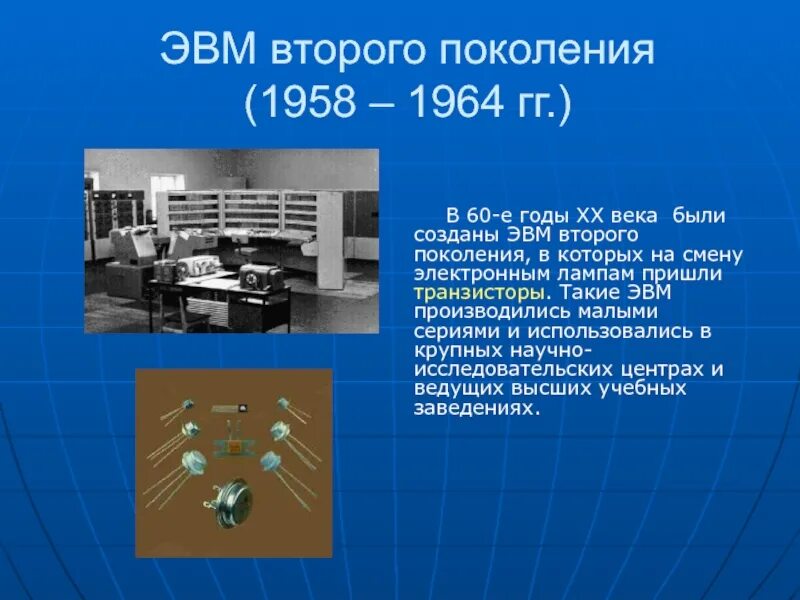 II поколение ЭВМ (1958 - 1964). Создатель ЭВМ 2 поколения. ЭВМ 2-ОГО поколения (транзисторные ЭВМ). Второе поколение ЭВМ (1958-1960). Без второго поколения