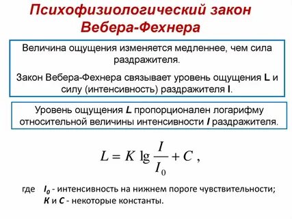 Закон вебера фехнера для звука