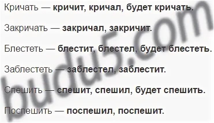 Кричать закричать блестеть заблестеть. Заблестеть в настоящем времени. Кричать закричать блестеть заблестеть спешить поспешить. Заблистать блестеть.