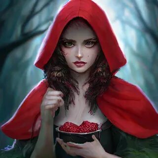 "Little Red Riding Hood eats raspberries" - image created in Shed...