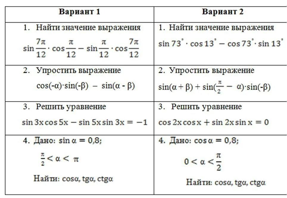 Задание 8 1 вариант