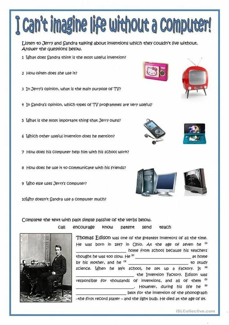 Computers can t. Задания английский computers. текст computers in my life. my computer вопросы. computer worksheets.