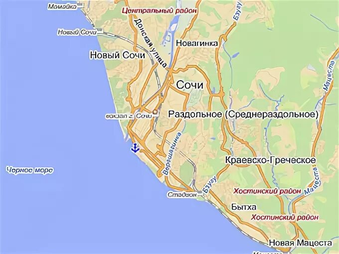 Новая схема движения мацеста сочи Мацеста на карте блог Санатории Кавказа