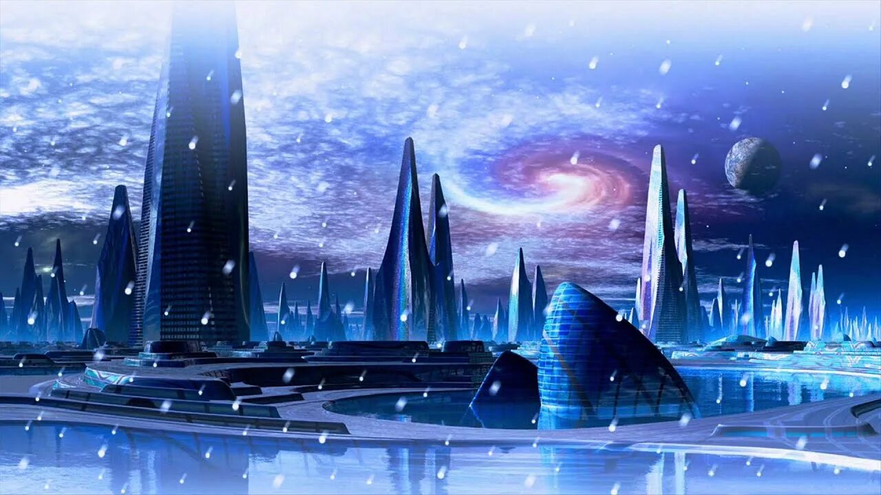 Будущая зима. Утопия зима. Sci-Fi каток. Sci Fi Ice Planet. Utopian City Art.