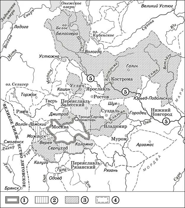 Какое княжество обозначало на карте цифрой 10. Княжество обозначено на карте цифрой 10. Цифрой 1 на карте обозначена территория княжества. Цифрой 1 в легенде схемы обозначены территория Московского княжества. Карта ЕГЭ история Московское княжество.