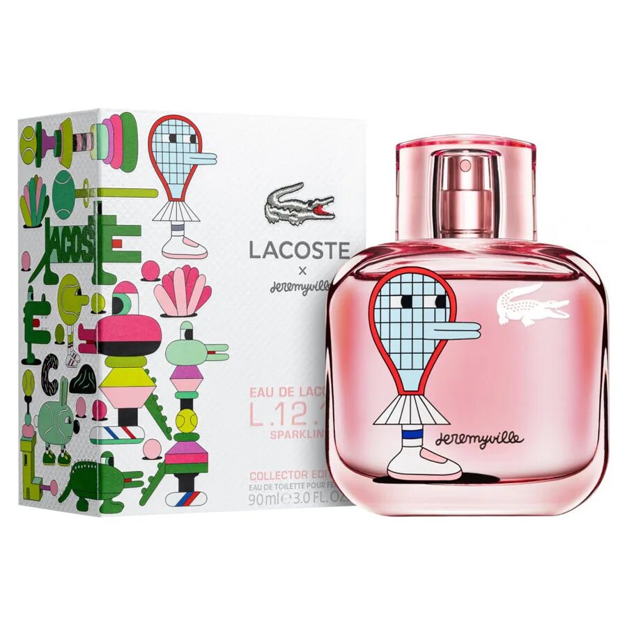 Lacoste l.12.12 pour elle sparkling. Lacoste Eau de Lacoste l.12.12 sparkling Collector Edition. Туалетная вода Lacoste l.12.12 sparkling x Jeremyville. Lacoste l.12.12 sparkling Collector Edition pour femme x Jeremyville туалетная вода 90 ml.