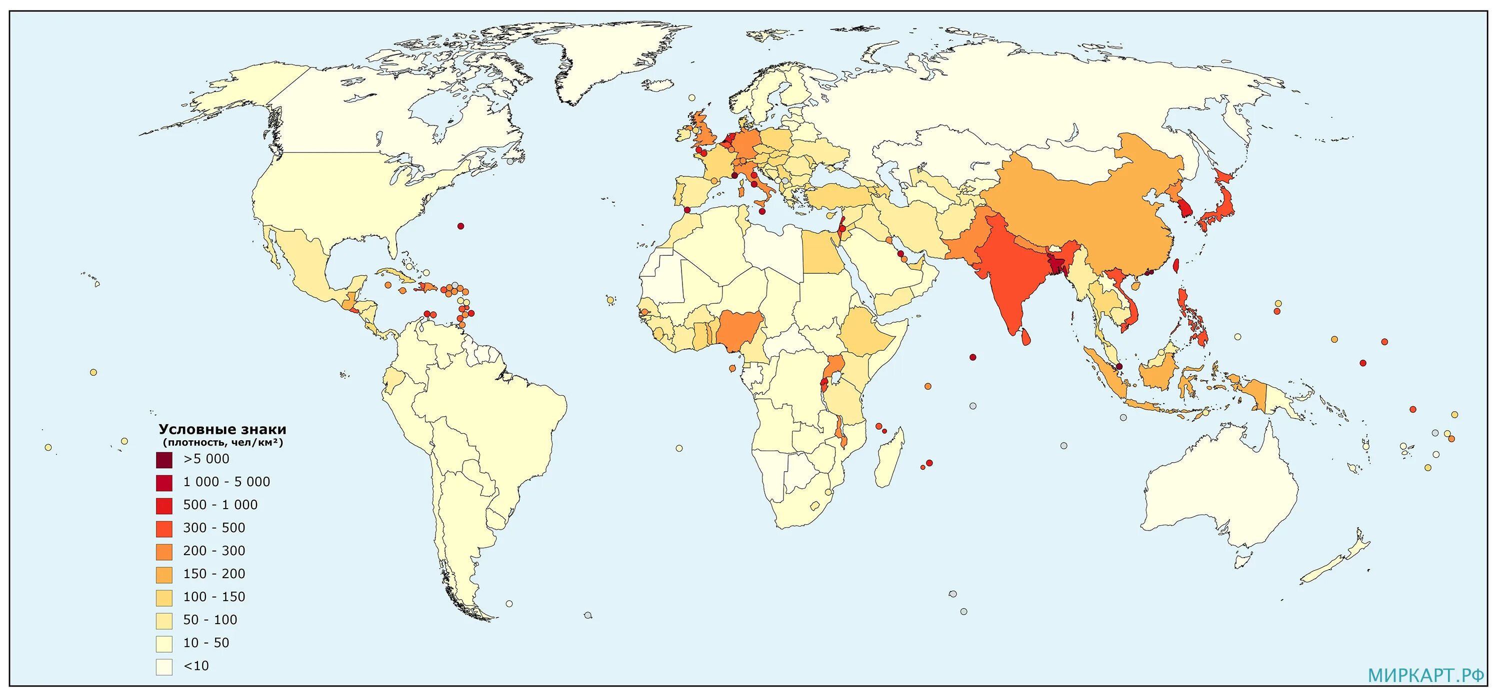 Какие страны имеют наибольшую плотность населения