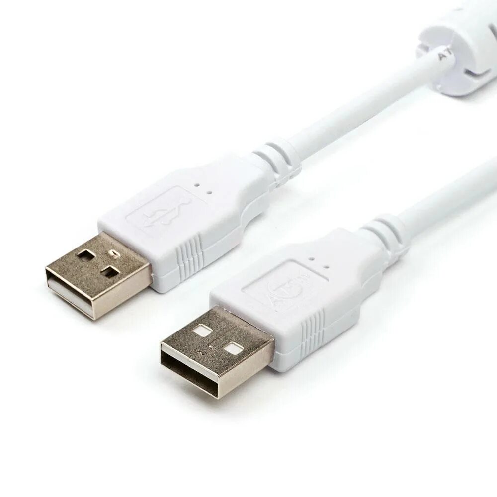 Кабель ATCOM USB - USB (at6614), белый, 1.8 м. Кабель ATCOM at6614. Кабель USB ATCOM at6614. Кабель USB2.0, am/am, 1.8м.. Usb 1с купить