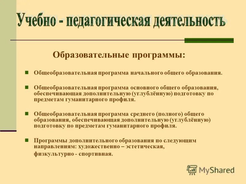 Негосударственные частные учреждения дополнительного образования. Профиль образовательной программы это.