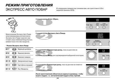 Режимы приготовления