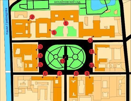 план площади искусств в спб. карта площади искусств. схема площдвти искусств. русский музей, корпус бенуа, санкт-петербург. карта площади искусств.