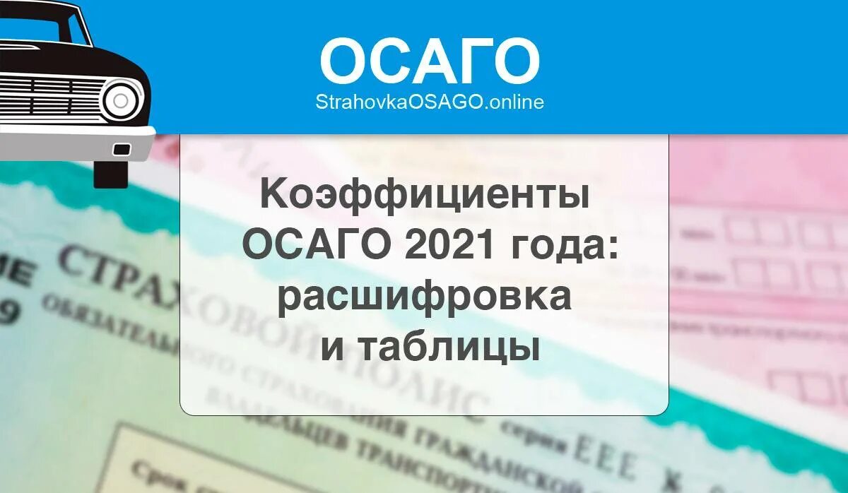 ОСАГО. Коэффициенты ОСАГО. ОСАГО 2021. Коэффициенты в полисе ОСАГО.