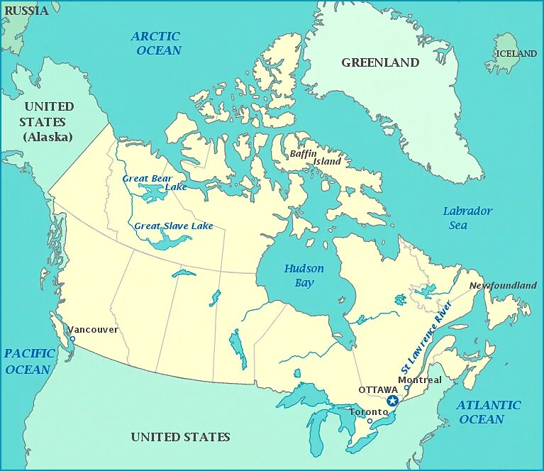 Which part of island of great. Граница Канады и Америки на карте. Острова Канады на карте. Озера Канады на карте.