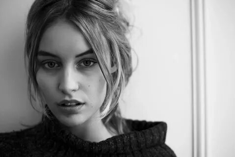 black and white portrait model test no make up beauty natural messy hair si...