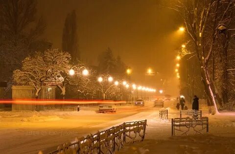 Первый снег вечером