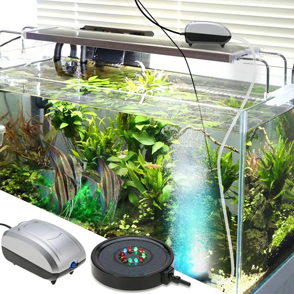 Сколько воздуха в аквариуме. Led Fish Tank светильник. Светодиодный аэратор для аквариума. Аэрация с подсветкой для аквариума. Аквариум с подсветкой и фильтром.