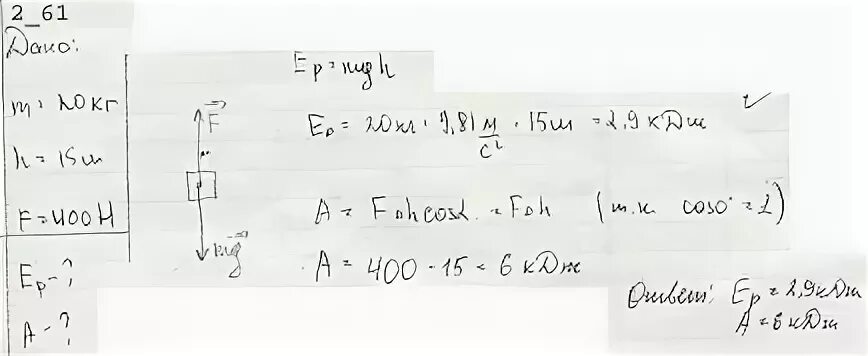 Груз массой 1кг. Под действием постоянной силой ф. F - 20н f - 400 н s = 0,2 м^2. Действуя постоянной силой f 200 н поднимают груз. 46.8 Чертов Воробьев.