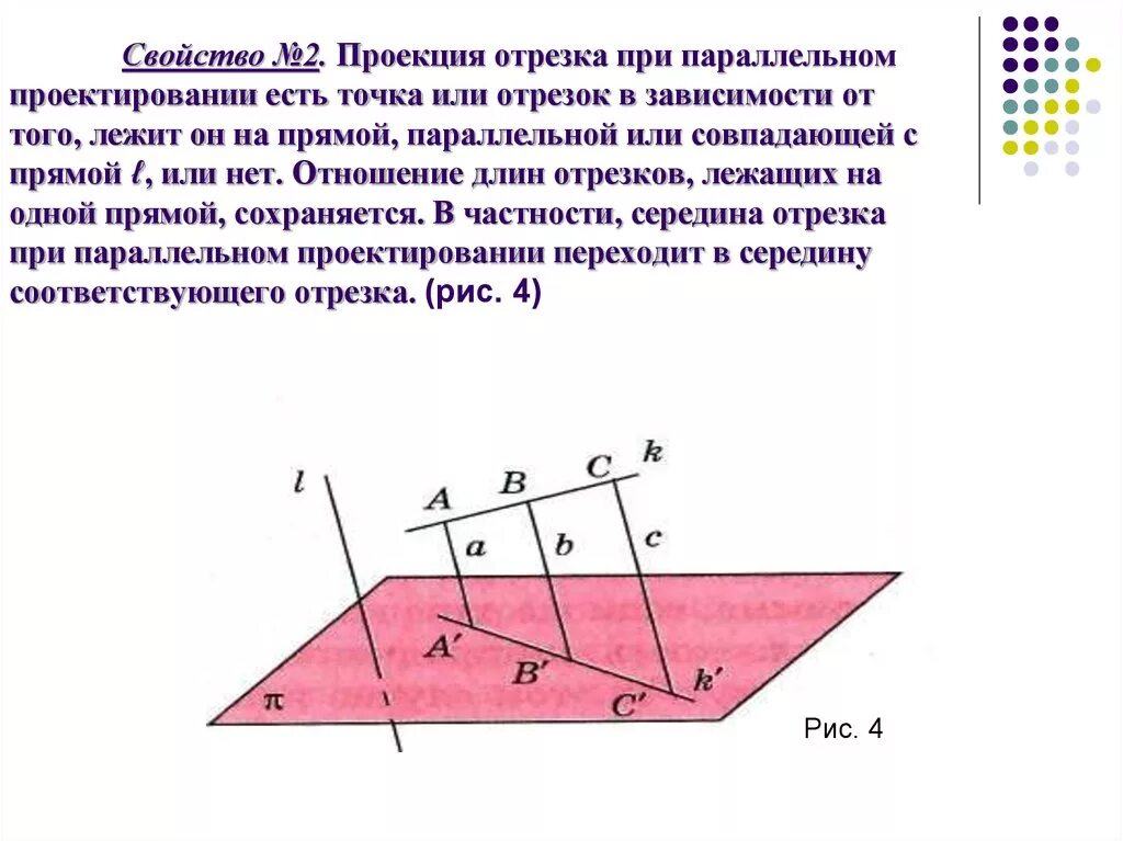 Параллельное проектирование. Проекция отрезка при параллельном проектировании. Проекции отрезка прямой. Параллельное проектирование отрезка.