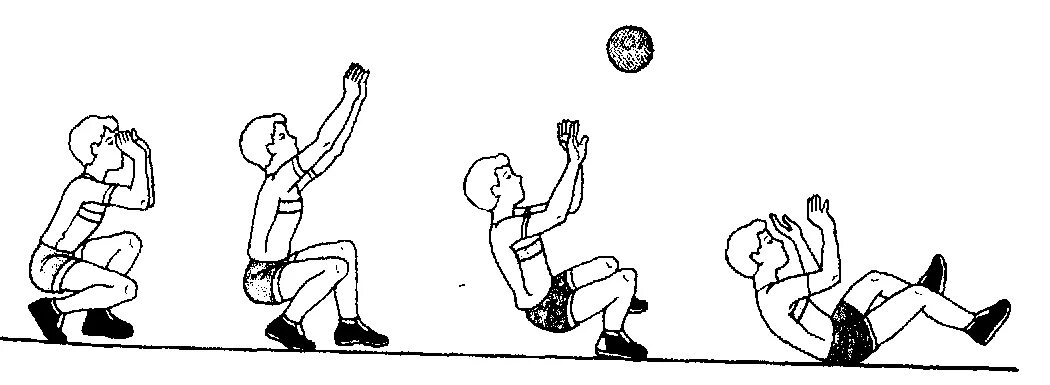1 ловля мяча. Прием мяча сверху снизу двумя руками с падением-перекатом на спину. Кувырки с мячом. Ловля мяча с кувырком. Кувырок с мячом в руках.