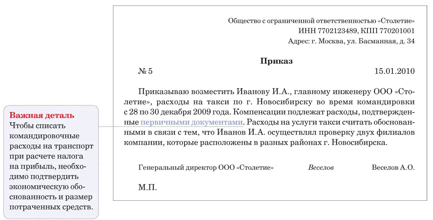 Возмещение расходов работниками организации