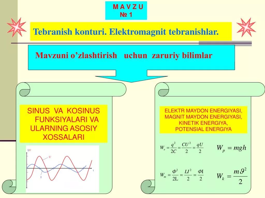 Elektromagnit tebranishlar. Tebranish konturi. Магнит майдон энергияси. Elektromagnit tebranish konturi.