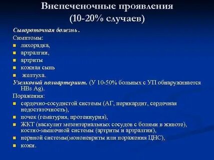 Внепеченочные признаки хронического гепатита тест