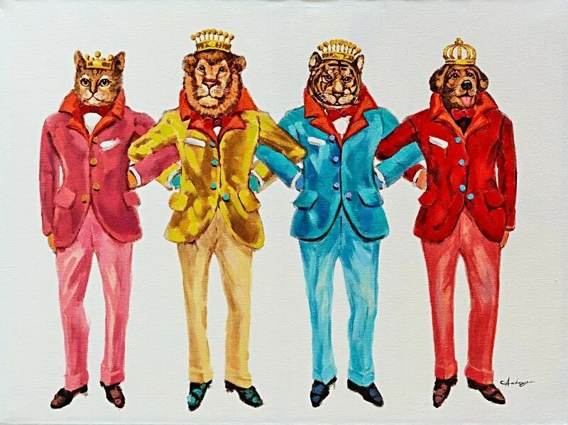 Четыре товарища. 4 Товарища. Четыре товарища рисунок. Картина четыре кота в стильной французской одежде.