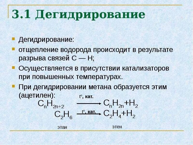 В результате разрыва. Дегидрирование ацетилена. Дегидрирование метана. Дегидрирование это в химии. Отщепление водорода.