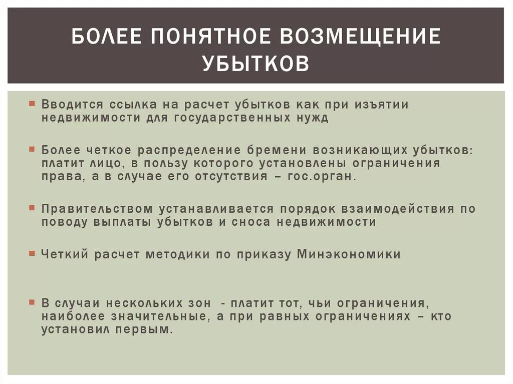 Основания возмещения убытков