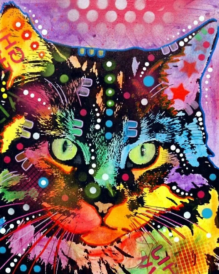 Кошки цветные. Разноцветные коты. Разноцветная картина. Радужный кот.