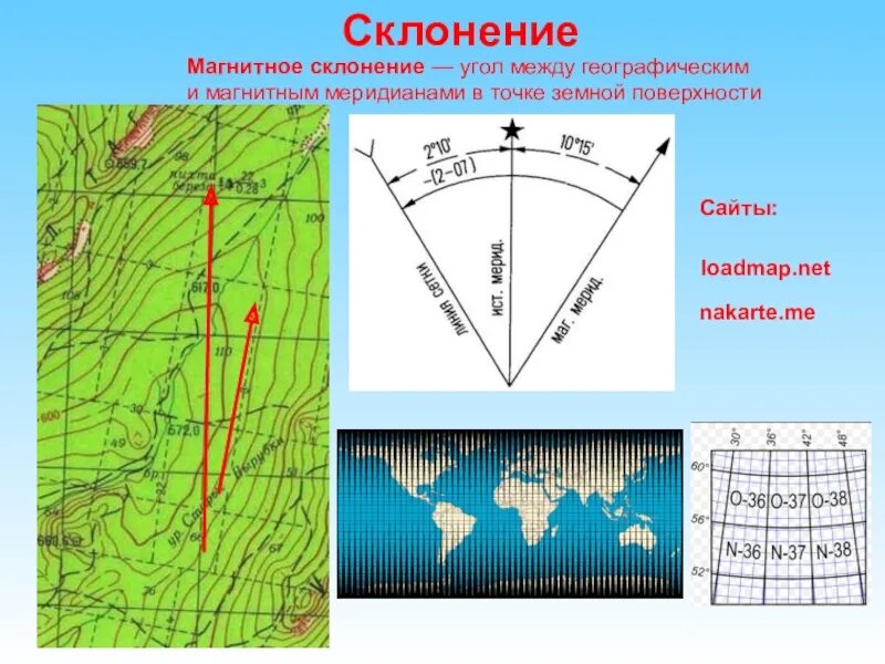Калькулятор магнитного склонения. Магнитное склонение на карте. магнитное склонение на топографической карте. угол магнитного склонения. магнитные меридианы и магнитное склонение.