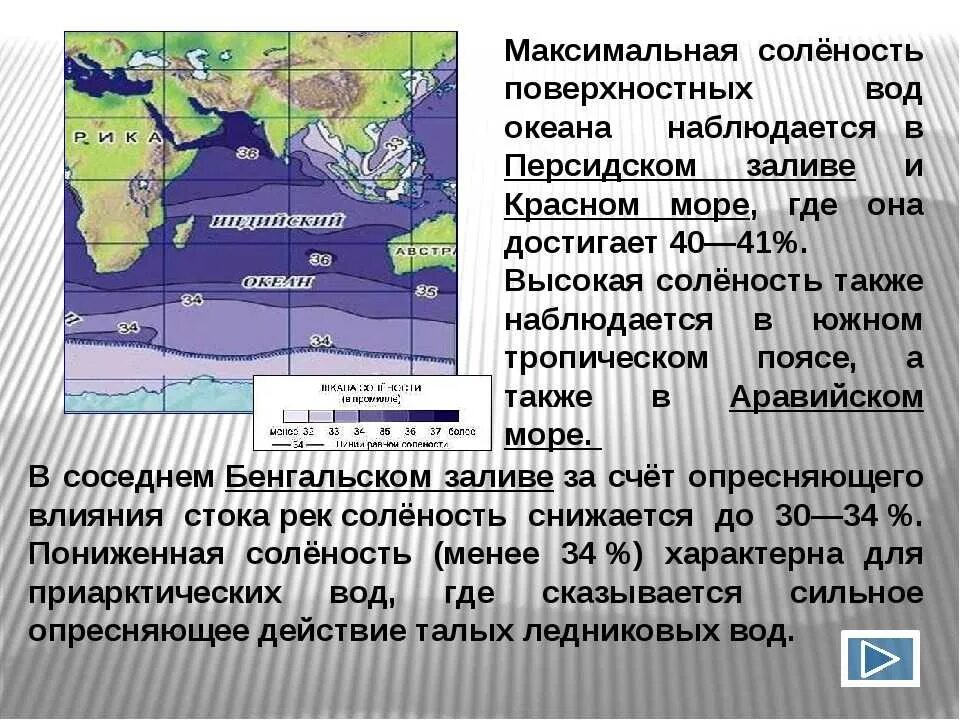 Средняя соленость воды в океане