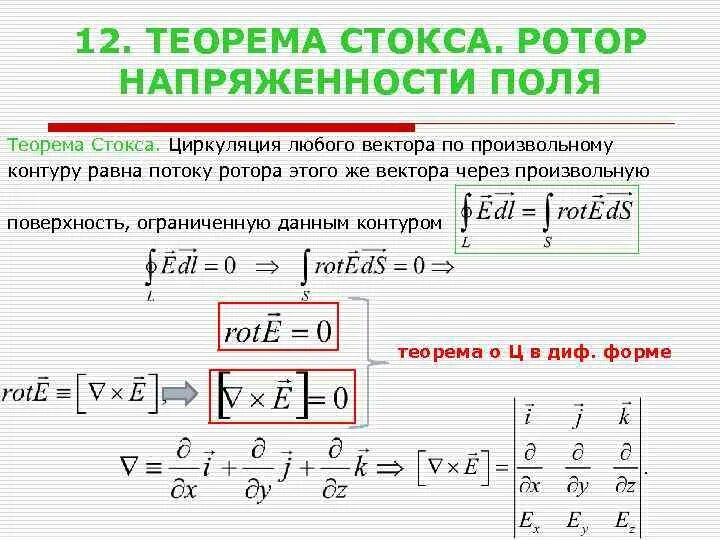 Найти циркуляцию поля. Теорема стокса. ротор напряженности электрического поля. теорема стокса циркуляция. теорема стокса ротор.