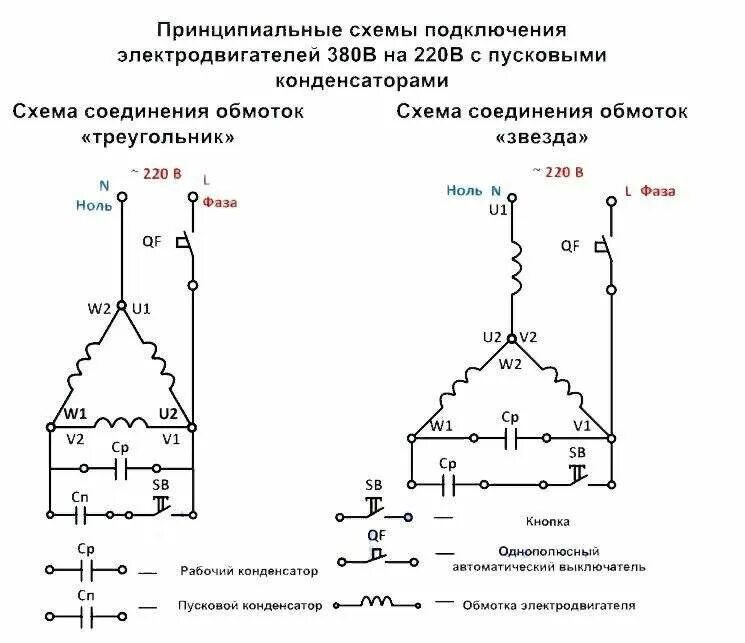 Как подключить трехфазный двигатель через. Схемы включения 3х фазных электродвигателей. схема включения трёхфазного электродвигателя на 220в. схема подключения 3х фазного двигателя колодка. электродвигатель 220в 2.2 квт схема включения.