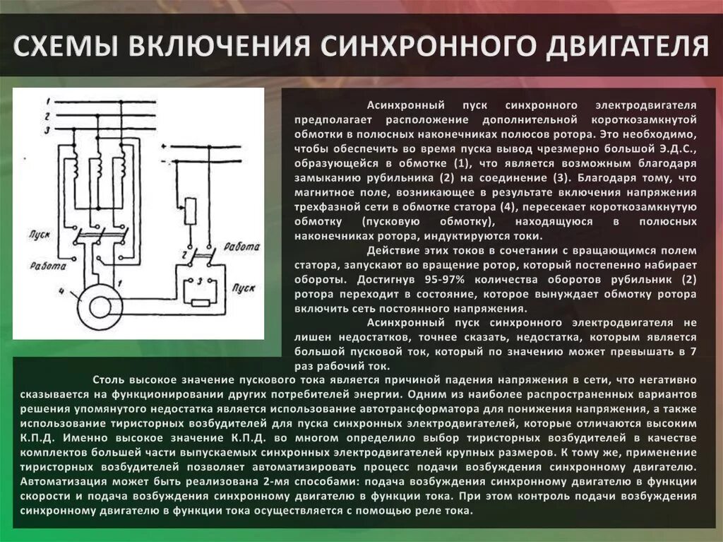 Синхронная эдс генератора. Схема запуска синхронного электродвигателя. Схема асинхронного пуска синхронного двигателя. Схема включения синхронного Эл. Двигателя.. Схема включения асинхронной машины переменного тока.